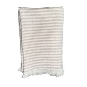 Piscatextil Throw Blanket Unisex OS Grey Cream Excellent Striped Cotton Portugal